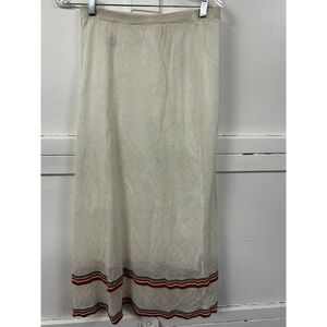 Pierre Cardin Knit Maxi Skirt‎ Cream Stripe Hem Viscose Blend - Size 8 - Boho